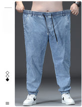 Jean en denim à taille élastique et cordon de serrage pour homme, grande taille, jean ample, pantalon en denim de printemps
